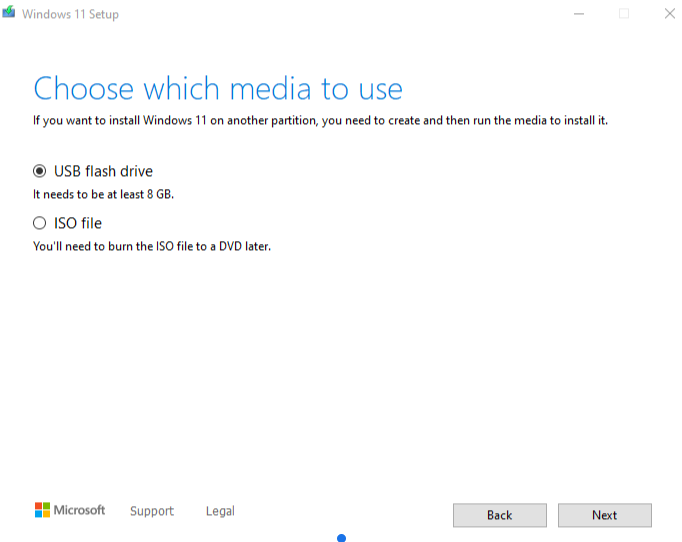 Windows 11 Setup Media Picker